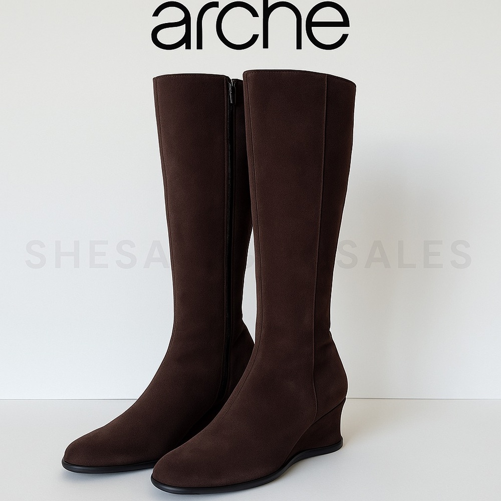 Arche Dark Brown Knee-High Heeled Boots